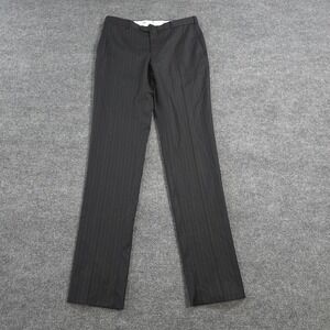 Isaia Pants Mens 34x37 Black Pinstripe Base Sanita Unhemmed Dress Slacks‎ Italy